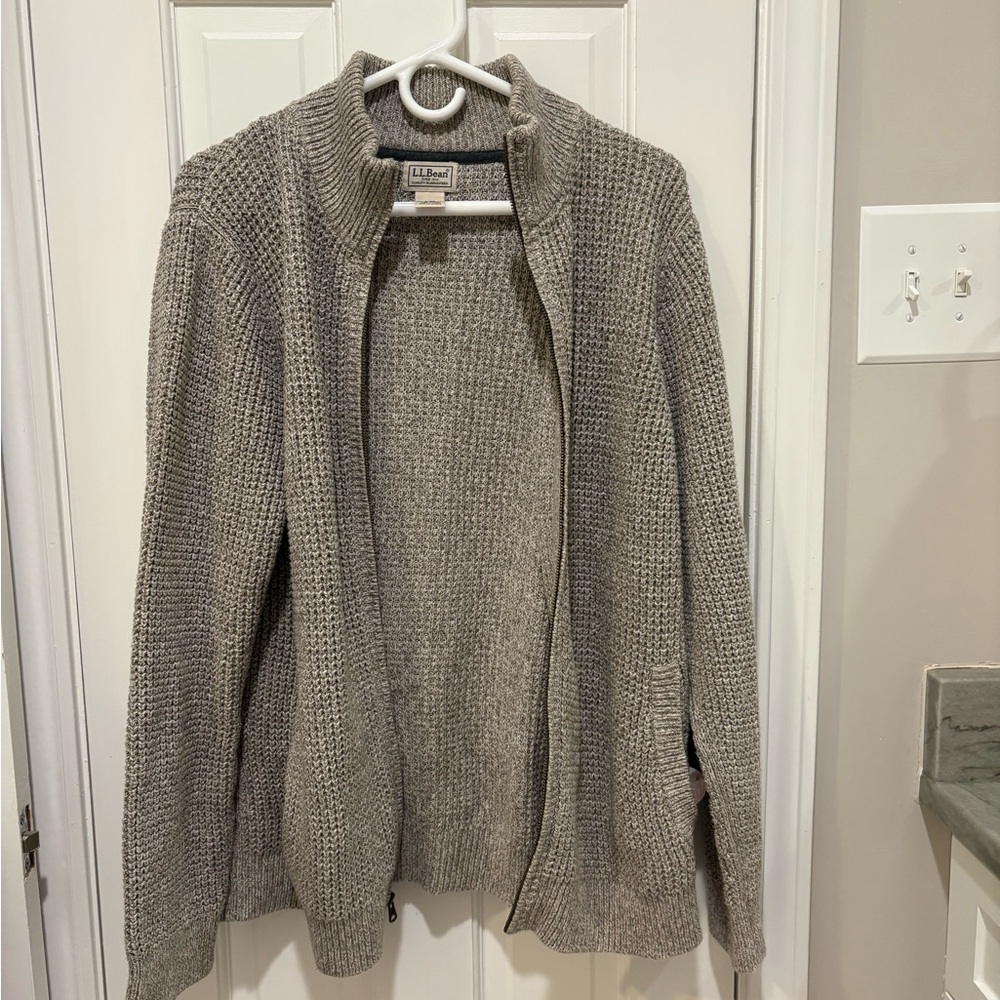 L.L. Bean Gray Knit Zip-Up Sweater